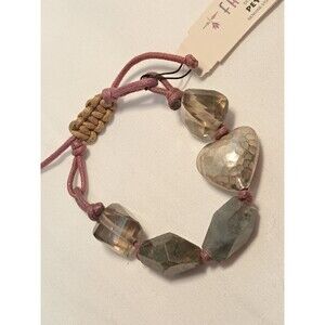 NWT Peyote Bird Adjustable Fit Large Gemstones Up To 8" Bracelet Burgundy Cord